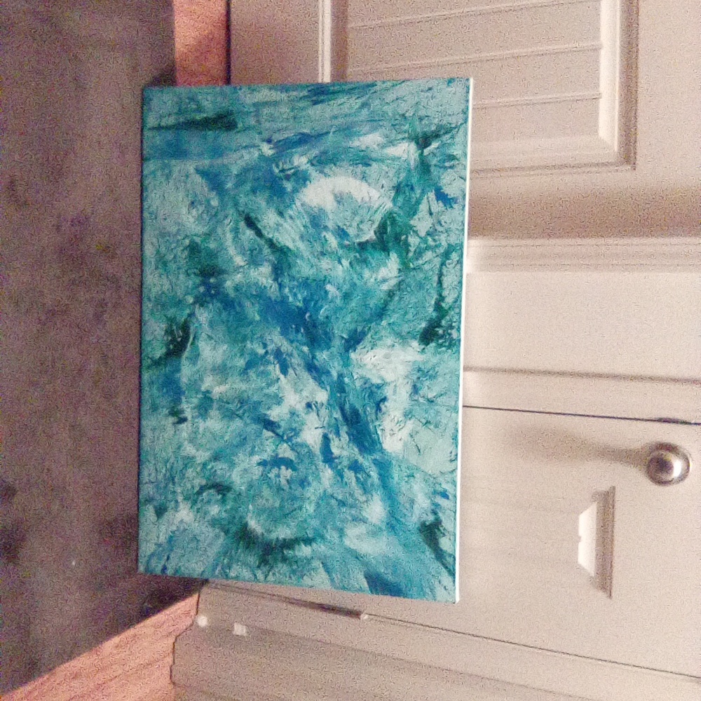 Abstract Blue and Green Canvas Art